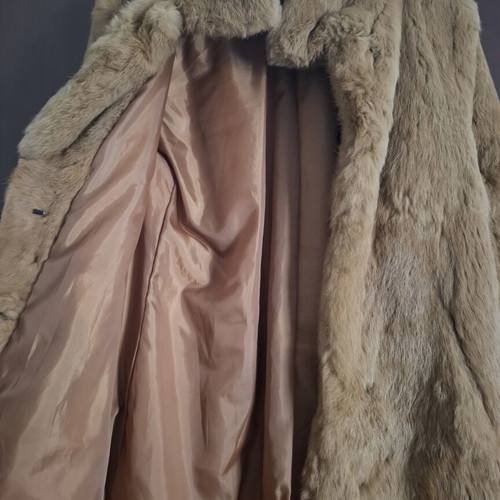 BSB Collection camel color rabbit fur coat, size 40