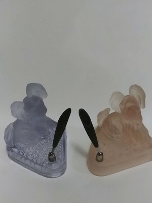 Βάση γραφείου για στυλό σετ δύο τεμαχίων frosted glass art deco 20&#039;-30&#039; νέα