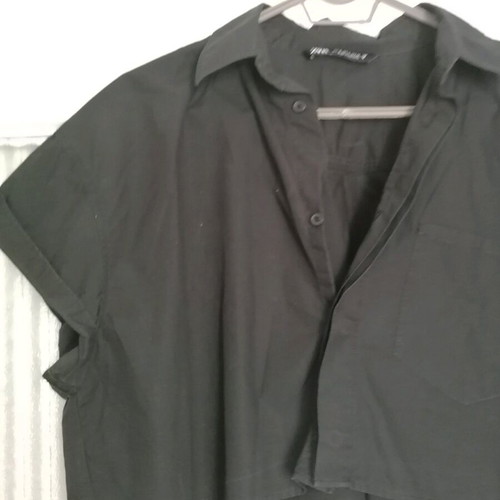 Cropped Zara short-sleeve shirt like new, black, size L