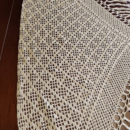 Handmade vintage scarf 70x140 used, beige