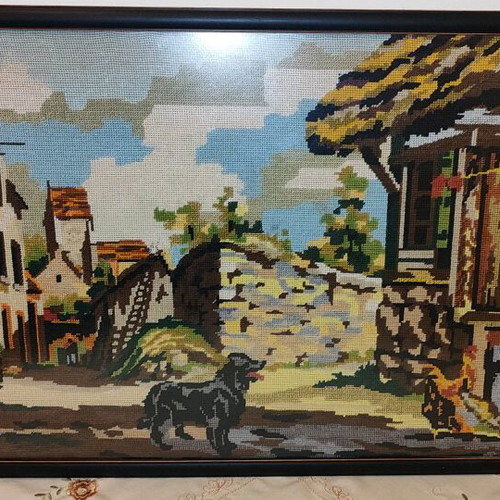 Vintage Handmade Embroidered Frame 1970 like new