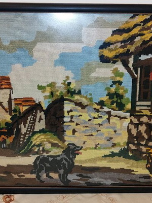 Vintage Handmade Embroidered Frame 1970 like new