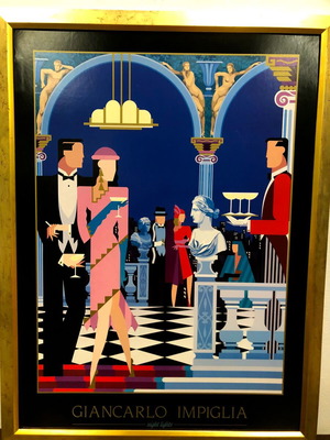 Giancarlo Impiglia Night Lights Vintage Poster 1983 Used, Framed
