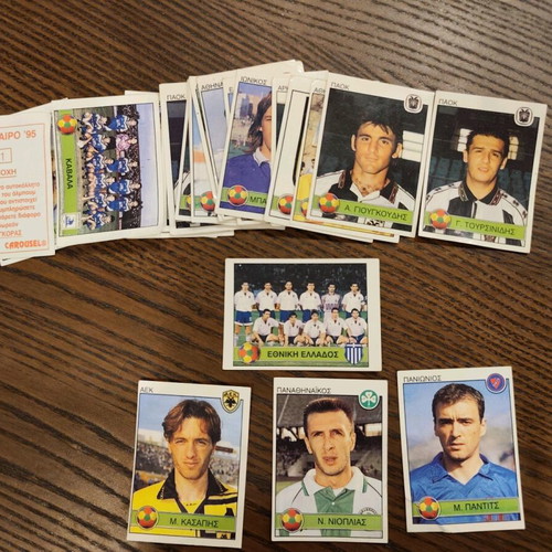 Carousel stickers used, collectible set of 24 from 1995 Greek championship