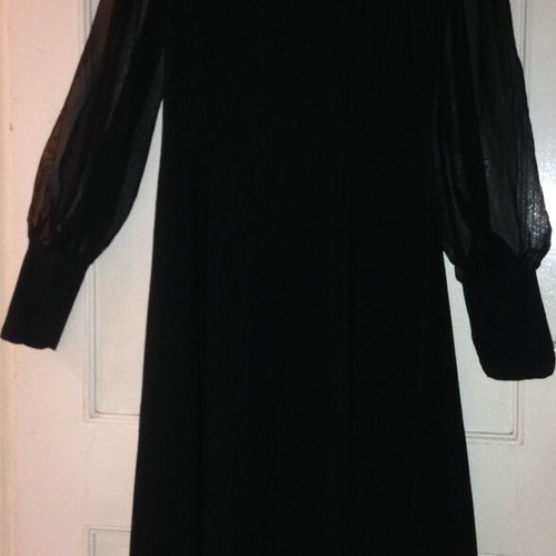Maxi dress black with transparent sleeves vintage new