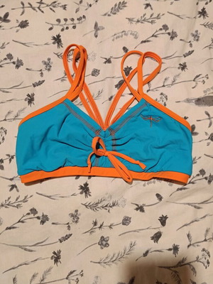 Dragonfly sports bra like new, size large, green orange