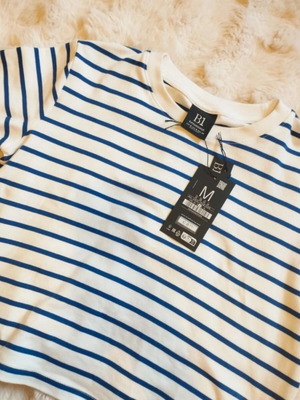 Stradivarius ριγέ μπλούζα καινούργια, μέγεθος M, άσπρη και μπλε