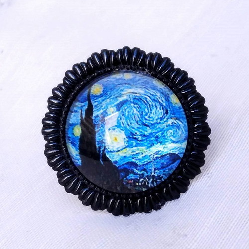 Starry Night Cabochon Ring Vincent Van Gogh Stainless Steel