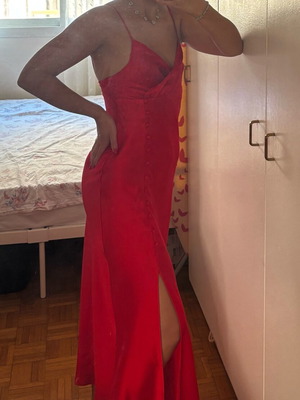 Zara dress red like new, satin texture size S