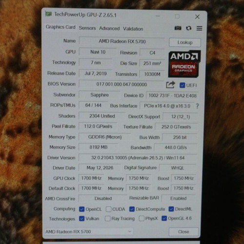 Sapphire Pulse RX 5700 8GB AMD Radeon video card