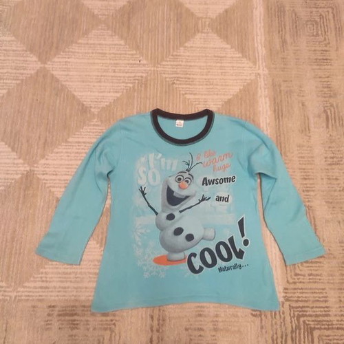 Frozen Olaf Pajama Shirt size 10Y turquoise like new, cotton