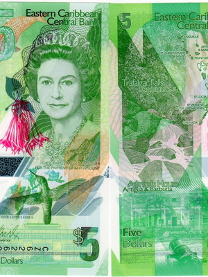 East Caribbean States 5 Dollars 2021 νέα έκδοση πολυμερές QEII Queen Elizabeth 2 P #55 UNC