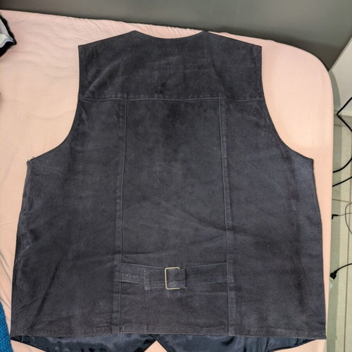 Glou men's vest made of genuine leather new, size XL, black and blue