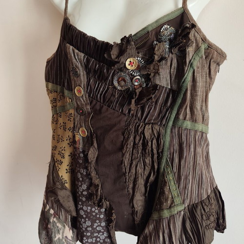 Brown chocolate corset blouse, new, 100% cotton, Parisian