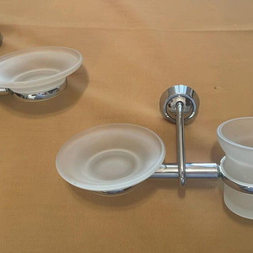 Bathroom accessories set new, chrome and bronze, Italian