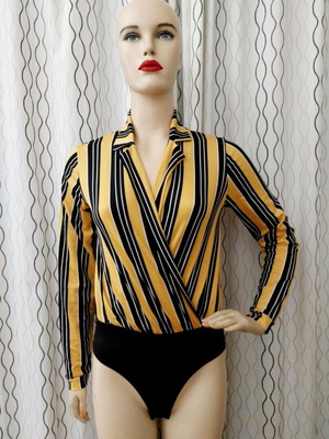 Elastic body wrap shirt like new, size S, mustard-black