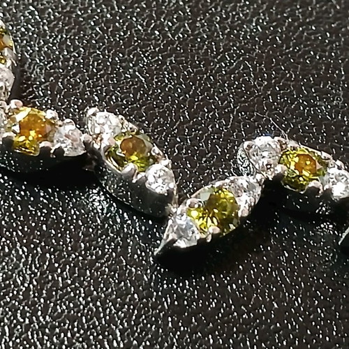 Riviera 925 Silver Bracelet with Green and White Zircon Stones like new
