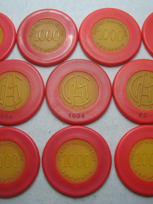 Casino Mauresque Arcachon France 10 rare numbered chips 1950s like new