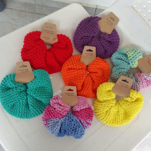 Handmade knitted scrunchies in various colors, new