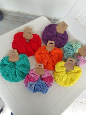 Handmade knitted scrunchies in various colors, new