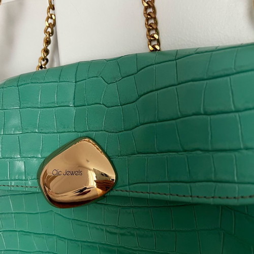 Click Jewels green leather bag like new