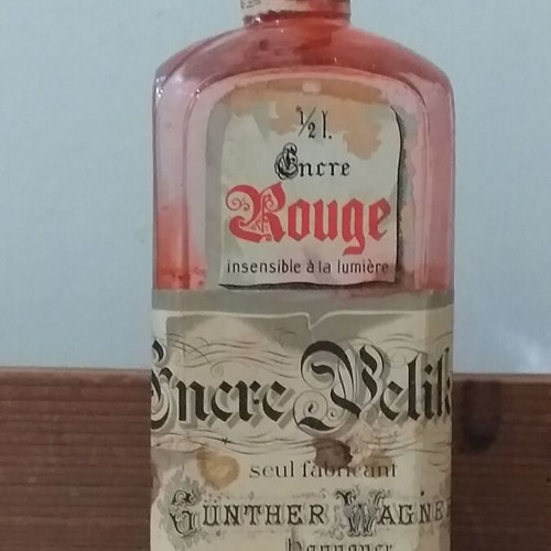 Pelikan ink bottle used, half liter, red