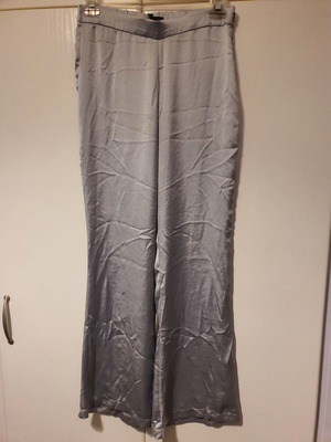Zara satin wide-leg pants silver like new, size L