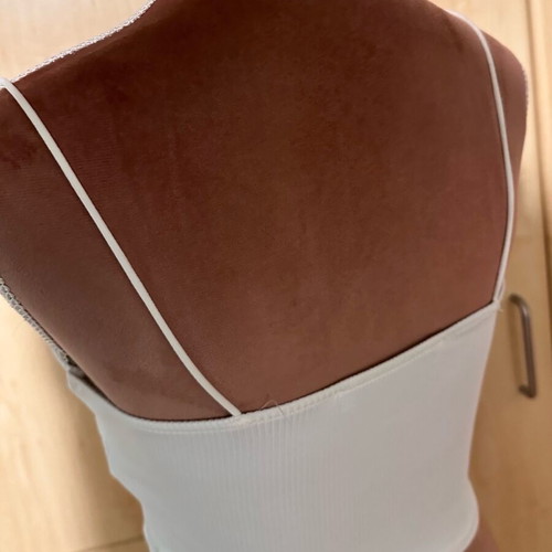 Bershka top white rib with cutouts, size M, like new