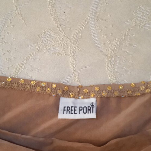 Blouse used, beige and gold with chain neck detail