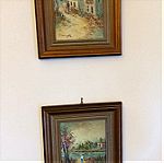  2 Πίνακες Παλαιοί Ζωγραφική με Ξύλινη Κορνίζα σε Άριστη Κατασταση! Υπογεγραμμενη! Ύψος:35εκ Πλάτος:30εκ