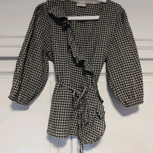 Wrap shirt Regalinas black and white checked like new
