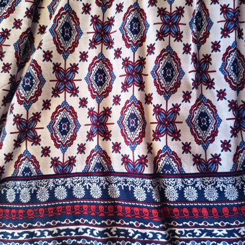 Boho dress with ethnic pattern, like new, blue and red