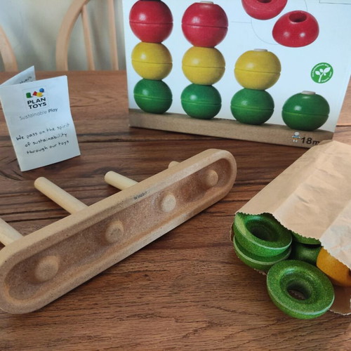 Plan Toys Eco Wooden Sort & Count Stacking Toy like new