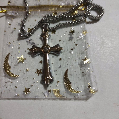 Necklace with cross new stainless steel with crystal