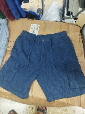 Cargo linen men's shorts NS-7779 new, sizes 30-40, blue