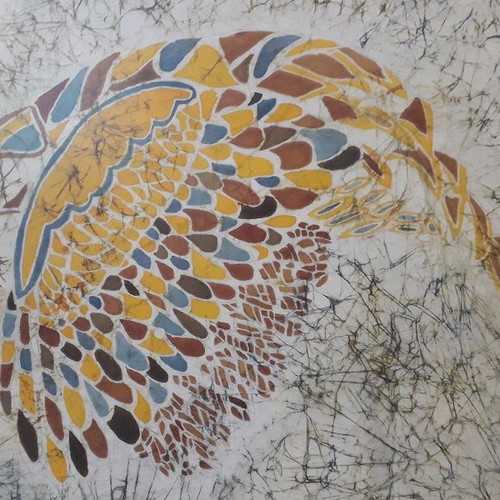 Batik painting used on silk fabric from 1980s
