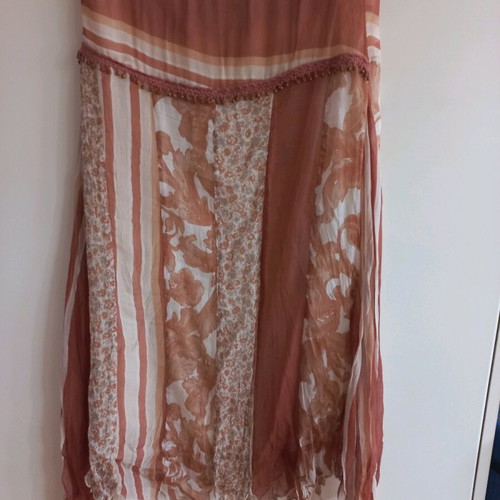 Summer set asymmetric silk like new, beige and brown