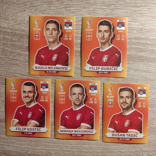 Panini World Cup 2022 Serbia stickers, set of 5