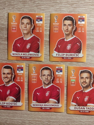 Panini World Cup 2022 Serbia stickers, set of 5