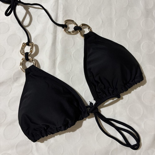 Bikini top black with gold rings size S like new