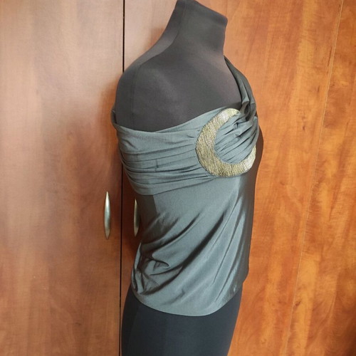 La Perla Strapless Drape Top new, gray, size M