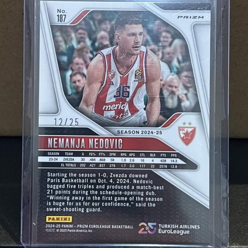 Panini Prizm Euroleague Card Nemanja Nedovic #187 Green Pulsar 12/25 new