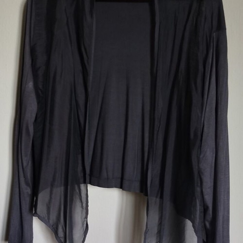 Summer cardigan like new, gray, lightweight with silk front and cotton back, size M