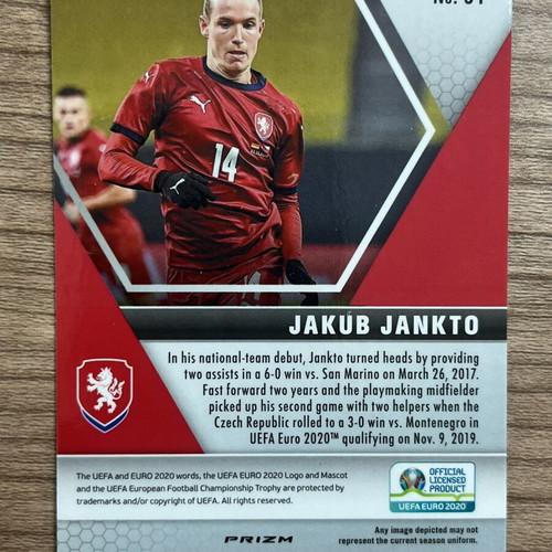 2021 Panini Mosaic UEFA Euro Soccer Jakub Jankto Red Mosaic Prizm card like new
