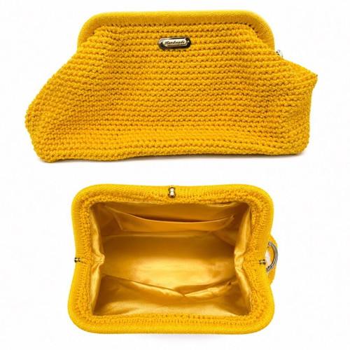 Handmade bag with hard frame yellow, new