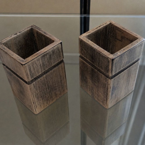Wooden cup holder set of 2, new, brown