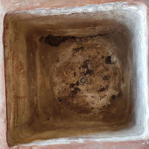 Clay square planter like new with intricate designs