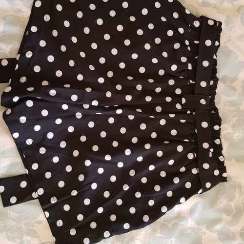 Fabric polka dot shorts used with matching belt, size S