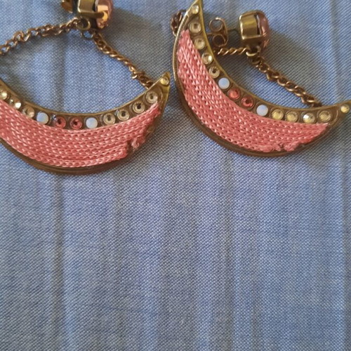Boho earrings in bronze pink tone new, handmade, vintage style