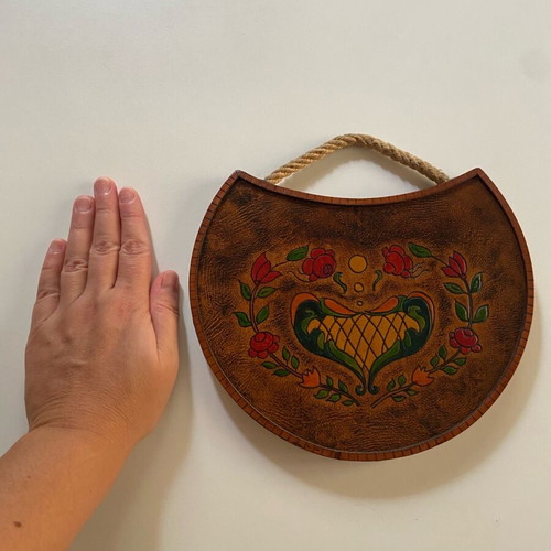 Vintage folklore wall decoration like new made of leather